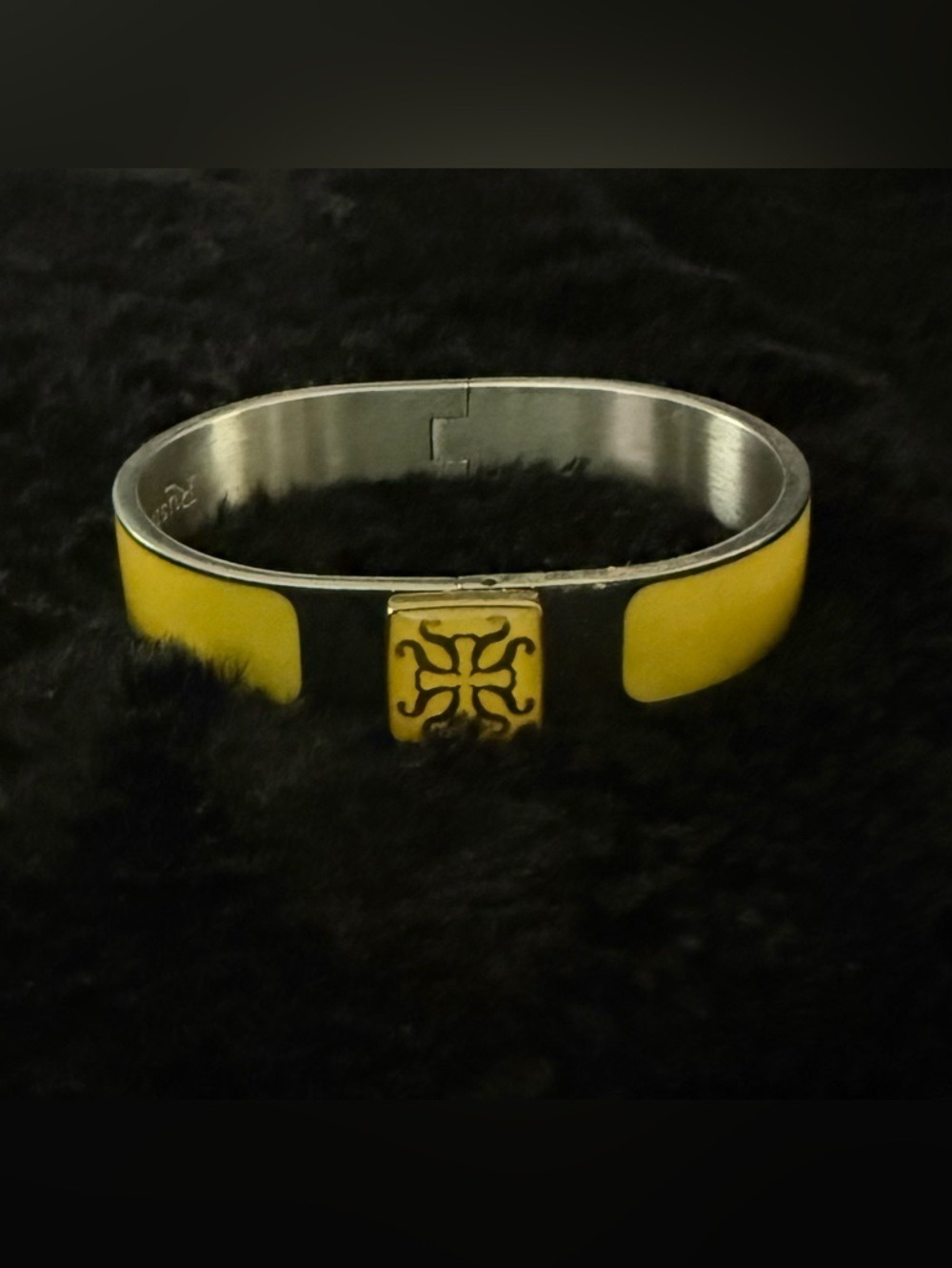 RUSTIC CUFF Silver Tone Yellow Jordan Cuff Bangle Bracelet $82 - Picture 3 of 7